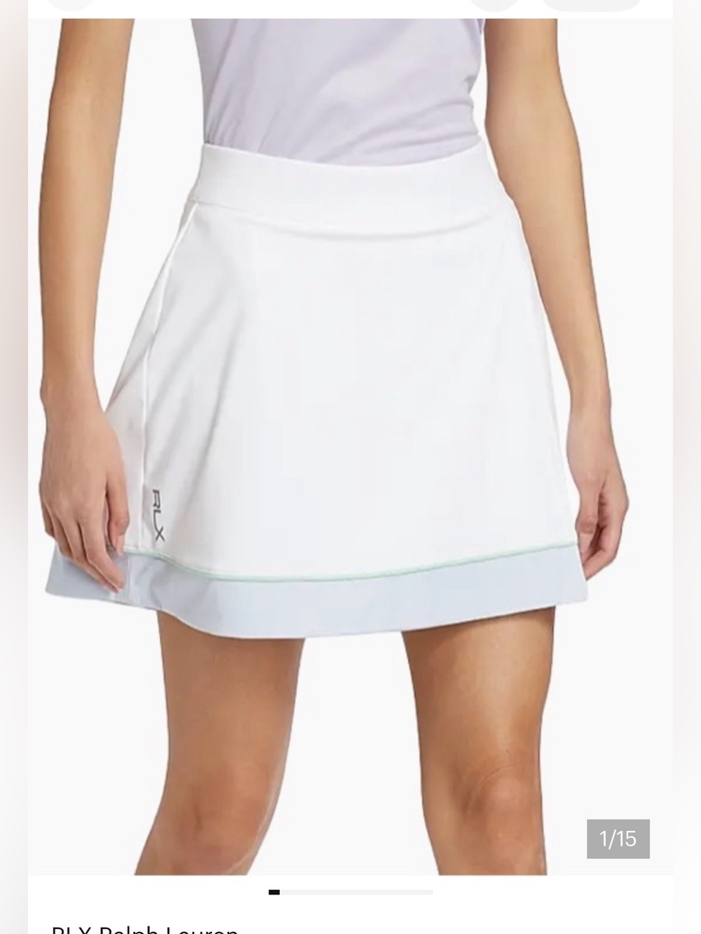 Ralph Lauren white athletic skort with light blue hem